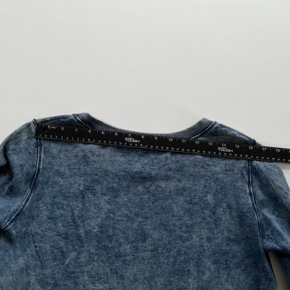 Michael Stars Women’s Sydney Sweatshirt OS Blue Acid Wash Slits Grunge Slouchy - Picture 8 of 12